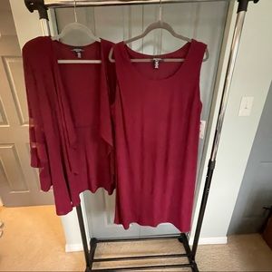 R&M Richards wine red formal/cocktail dress with matching cardigan